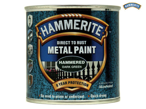 Hammerite - Direct to Rust Hammered Finish Metal Paint Dark Green 250ml