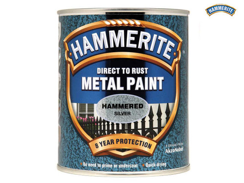 Hammerite - Direct to Rust Hammered Finish Metal Paint Silver 750ml