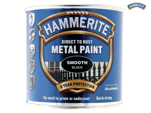 Hammerite - Direct to Rust Smooth Finish Metal Paint Black 250ml