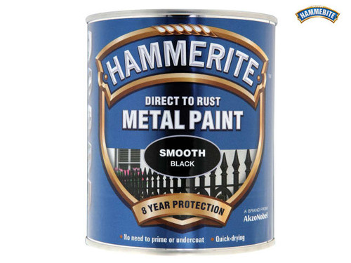 Hammerite - Direct to Rust Smooth Finish Metal Paint Black 750ml