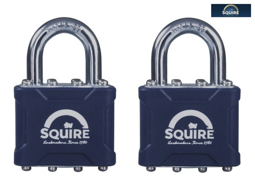 Henry Squire - 35T Stronglock Card (2) Padlocks 38mm Open Shackle Keyed