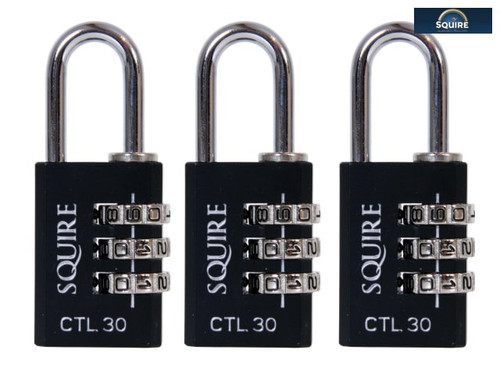 Henry Squire - Toughlock Re-Codeable Black Combination Padlock 30mm (Pack of 3)