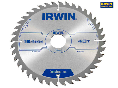 IRWIN - Construction Circular Saw Blade 184 x 30mm x 40T ATB