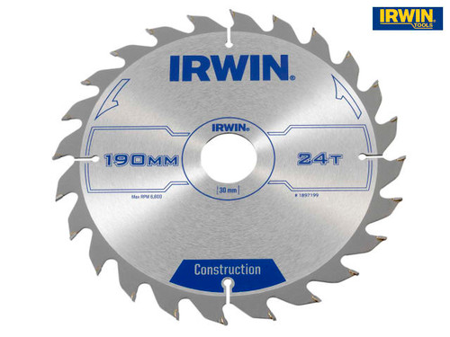 IRWIN - Construction Circular Saw Blade 190 x 30mm x 24T ATB
