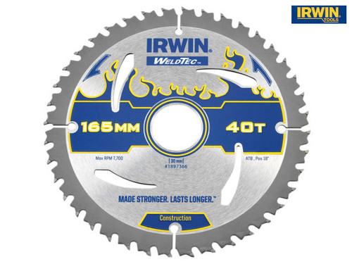 IRWIN - Weldtec Circular Saw Blade 165 x 30mm x 40T ATB