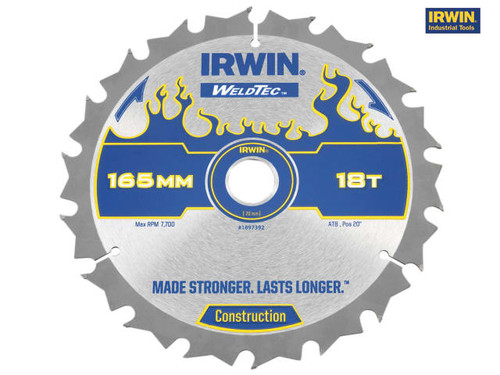 IRWIN - Weldtec Cordless Circular Saw Blades 165 x 20mm x 18T ATB