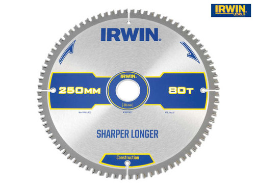 IRWIN - Construction Mitre Circular Saw Blade 250 x 30mm x 80T ATB/Neg