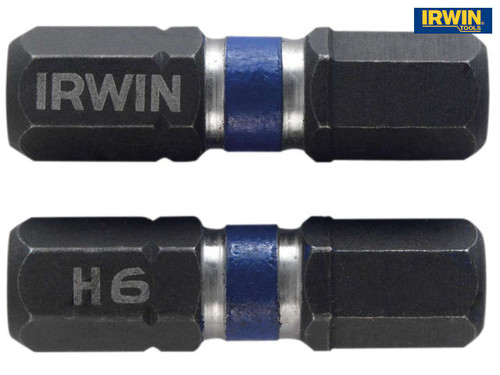 IRWIN - Impact Screwdriver Bits Hex 6 25mm Pack of 2