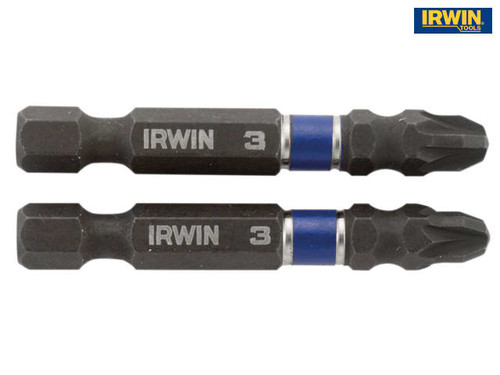 IRWIN - Impact Screwdriver Bits Pozi PZ3 50mm Pack of 2