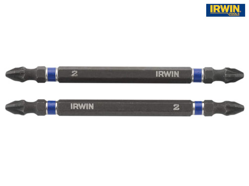 IRWIN - Impact Double Ended Screwdriver Bits Pozi PZ2 100mm Pack of 2
