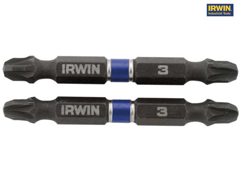 IRWIN - Impact Double Ended Screwdriver Bits Pozi PZ3 60mm Pack of 2