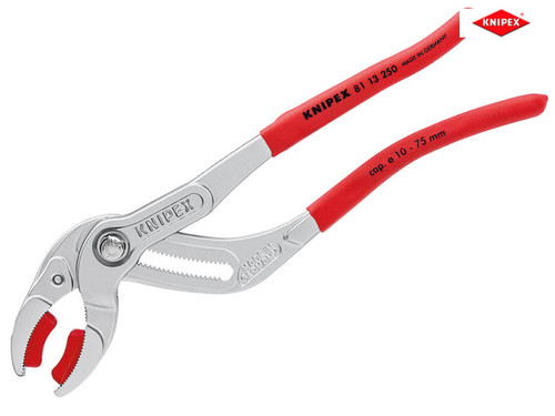 Knipex - Plastic Pipe Grip Pliers  Plastic Jaws Chrome 250mm - 75mm Capacity