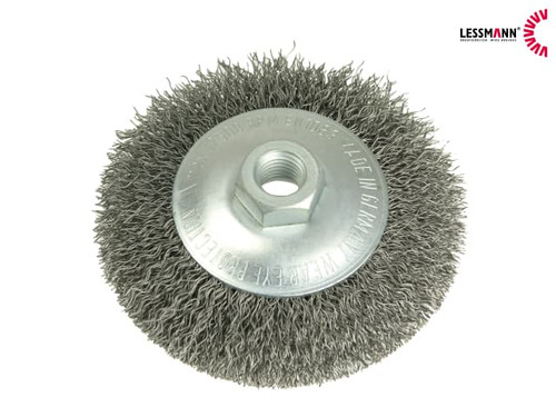Lessmann - Conical Bevel Brush 100mm M14 Bore 0.35 Steel Wire