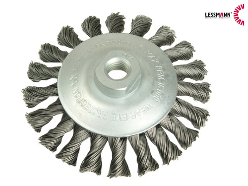 Lessmann - Conical Knot Brush 115mm M14 Bore 0.35 Steel Wire