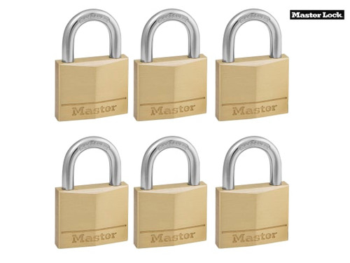 Master Lock - Solid Brass 40mm Padlock 4-Pin - Keyed Alike x 6