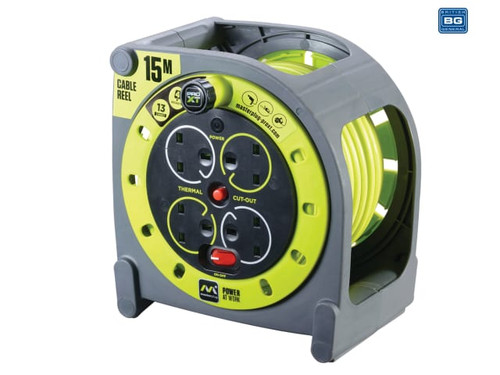 Masterplug - PRO-XT Case Cable Reel 240V 15m 13A 4 Socket