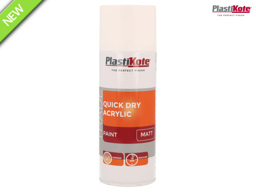 PlastiKote - Trade Quick Dry Acrylic Spray Paint Matt White 400ml