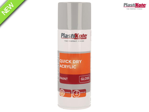 PlastiKote - Trade Quick Dry Acrylic Spray Paint Gloss Grey 400ml