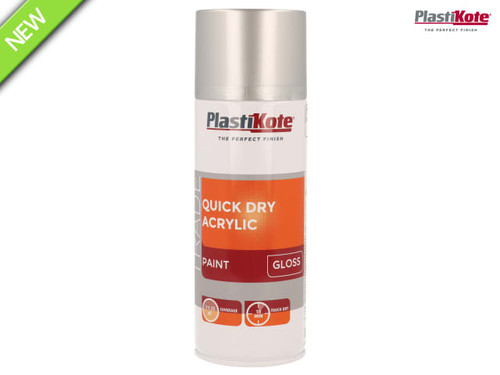 PlastiKote - Trade Quick Dry Acrylic Spray Paint Gloss Silver 400ml