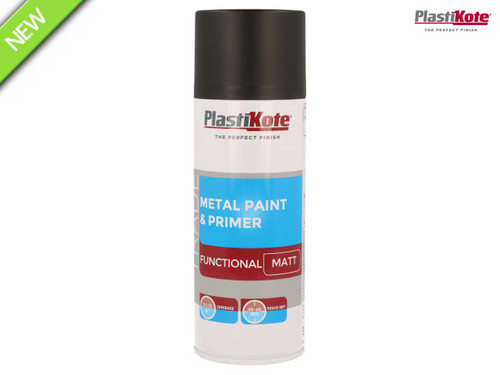PlastiKote - Trade Metal Spray Paint & Primer Matt Black 400ml