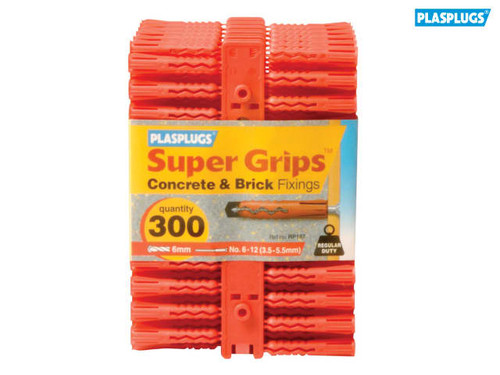 Plasplugs - RP 187 Solid Wall Super Grips™ Fixings Red (300)