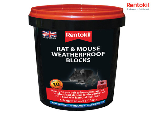 Rentokil - Rat & Mouse Weatherproof Blocks Tub of 10
