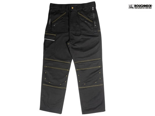 Roughneck Clothing - Black Multi Zip Work Trouser Waist 34in Leg 33in