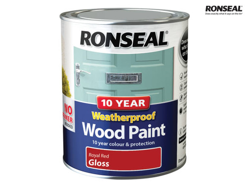Ronseal - 10 Year Weatherproof Wood Paint Royal Red Gloss 750ml