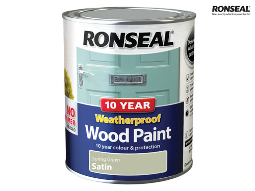 Ronseal - 10 Year Weatherproof Wood Paint Spring Green Satin 750ml
