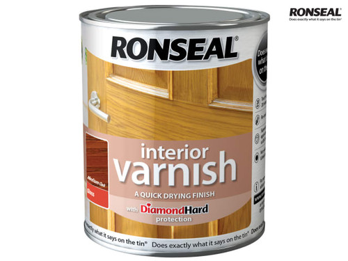 Ronseal - Interior Varnish Quick Dry Gloss Medium Oak 750ml