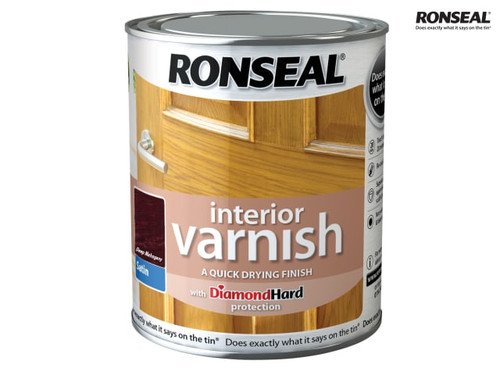 Ronseal - Interior Varnish Quick Dry Satin Deep Mahogany 750ml