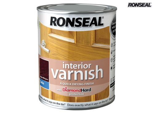 Ronseal - Interior Varnish Quick Dry Satin Deep Mahogany 250ml