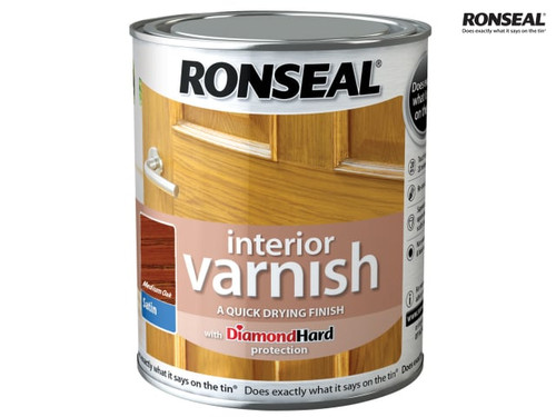 Ronseal - Interior Varnish Quick Dry Satin Medium Oak 250ml