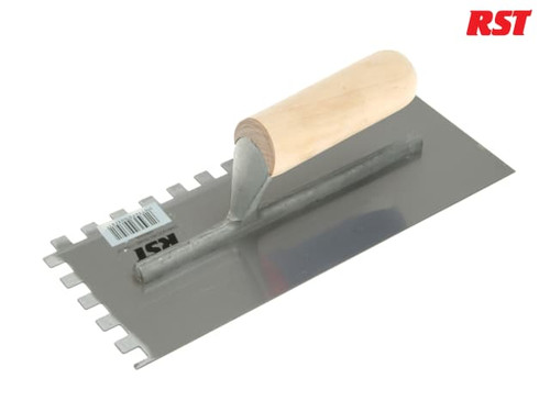 R.S.T. - Notched Trowel 10mm Square Notches Wooden Handle 11 x 4.1/2in