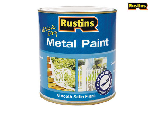 Rustins - Quick Drying Metal Paint Smooth Satin White 250ml
