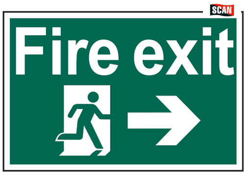 Scan - Fire Exit Running Man Arrow Right - PVC 300 x 200mm