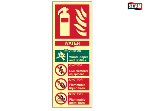 Scan - Fire Extinguisher Composite Water - Photoluminescent 75 x 200mm