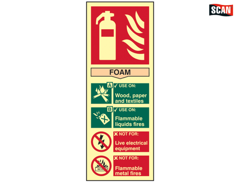 Scan - Fire Extinguisher Composite Foam - Photoluminescent 75 x 200mm
