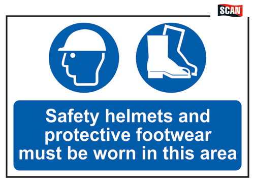 Scan - Safety Helmets + Footwear To Be Worn PVC 600 x 400mm