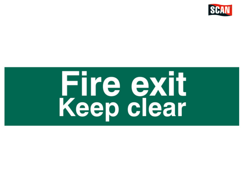 Scan - Fire Exit Keep Clear text Only - PVC 200 x 50mm