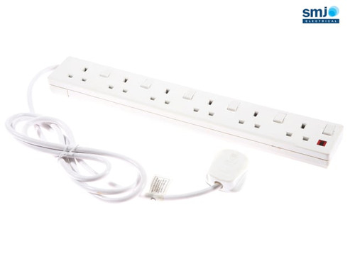 SMJ - Extension Lead 240 Volt 6 Way 13A Switched Neon 2 Metre