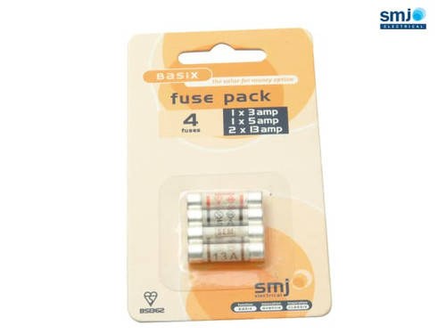 SMJ - Pack of 4 Mixed Fuses (1x3a/1x5a/2x13a)