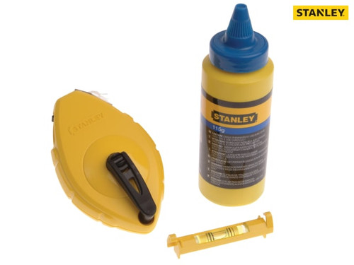 Stanley Tools - Chalk Line 30m Blue Chalk & Level