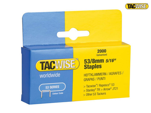 Tacwise - 53 Light-Duty Staples 8mm (Type JT21  A) Pack 2000