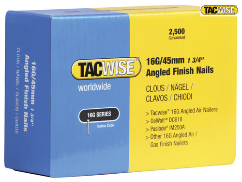 Tacwise - 16 Gauge Angled Nails 32mm For DC618K Pack 2500