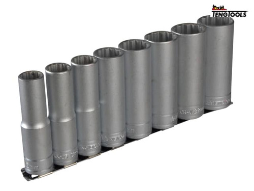 Teng - M1207 Socket Clip Rail Set of 8 Metric 1/2in Drive