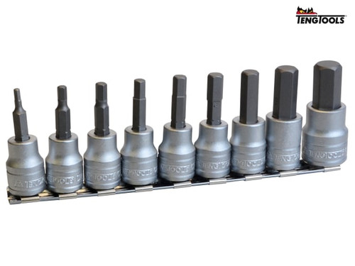 Teng - M3812 Socket Clip Rail Hex Socket Metric 3/8in Drive