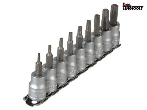 Teng - M3813TX Socket Clip Rail Set of 9 External TORX 3/8in Drive