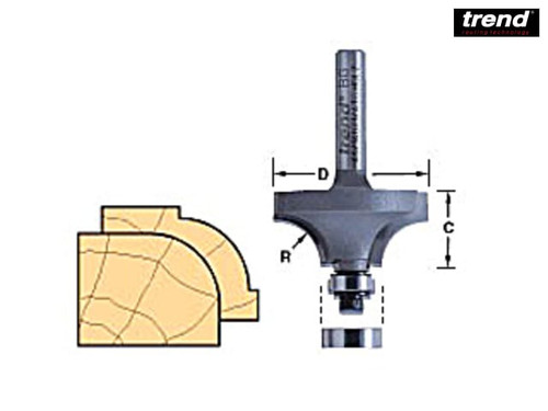 Trend - 46/150 x 1/4 TCT Bearing Guided Ovolo & Round Over 12.7mm Radius
