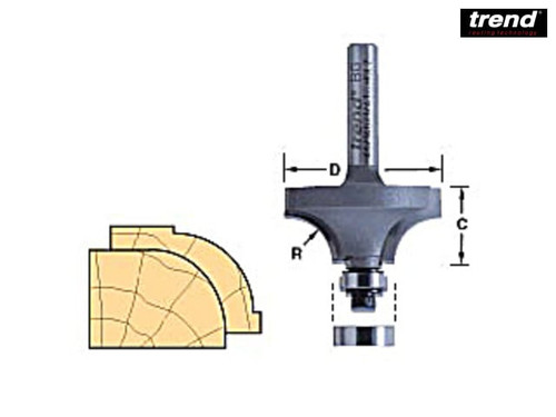 Trend - 46/160 x 1/2 TCT Bearing Guided Ovolo & Round Over 16mm Radius